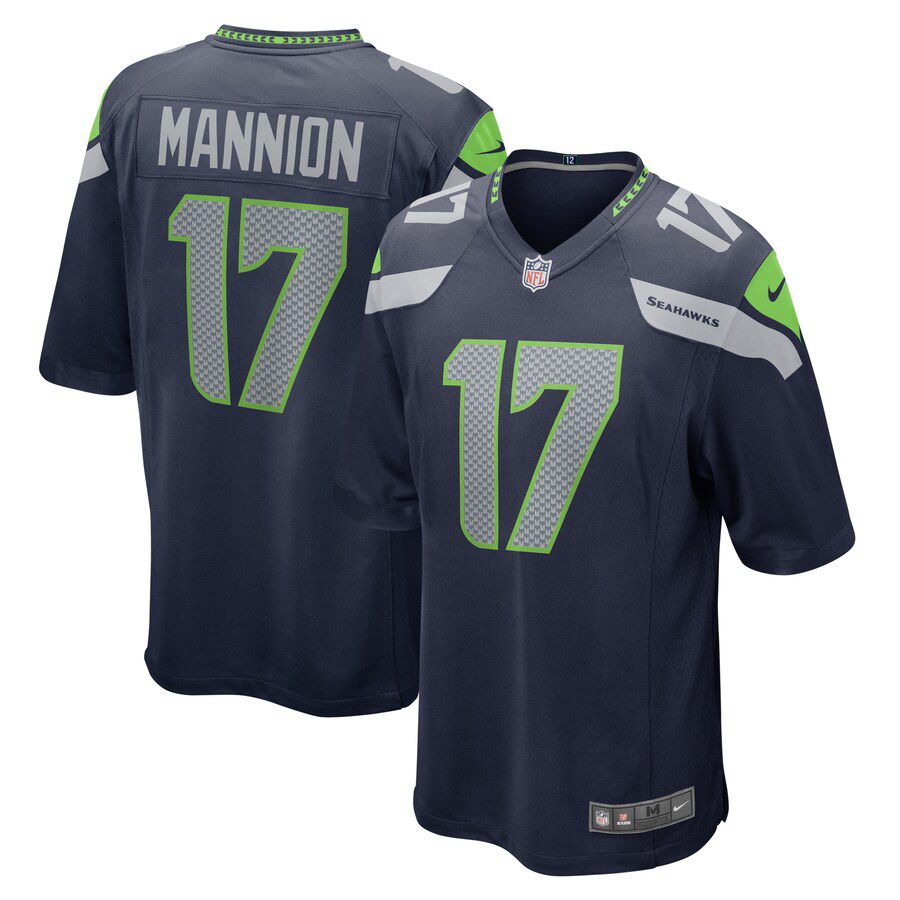 Men Seattle Seahawks 17 Sean Mannion Nike College Navy Home Game Player NFL Jersey